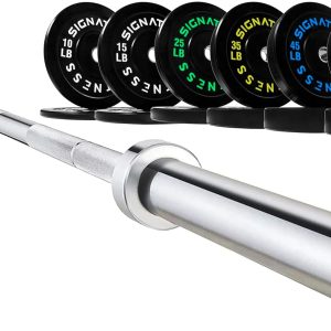 Olympic Barbell 2-Inch Rubber Bumper Plate Weight Set for Strength Training, Multiple Options