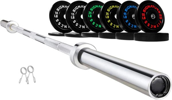 Olympic Barbell 2-Inch Rubber Bumper Plate Weight Set for Strength Training, Multiple Options