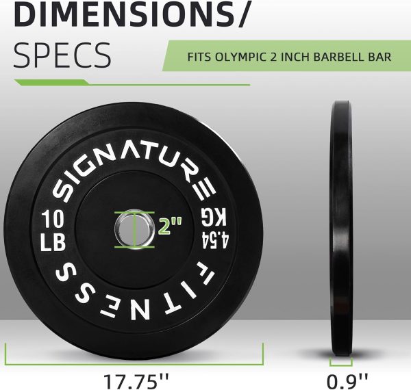 Olympic Barbell 2-Inch Rubber Bumper Plate Weight Set for Strength Training, Multiple Options - Image 3