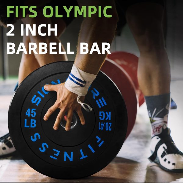 Olympic Barbell 2-Inch Rubber Bumper Plate Weight Set for Strength Training, Multiple Options - Image 12