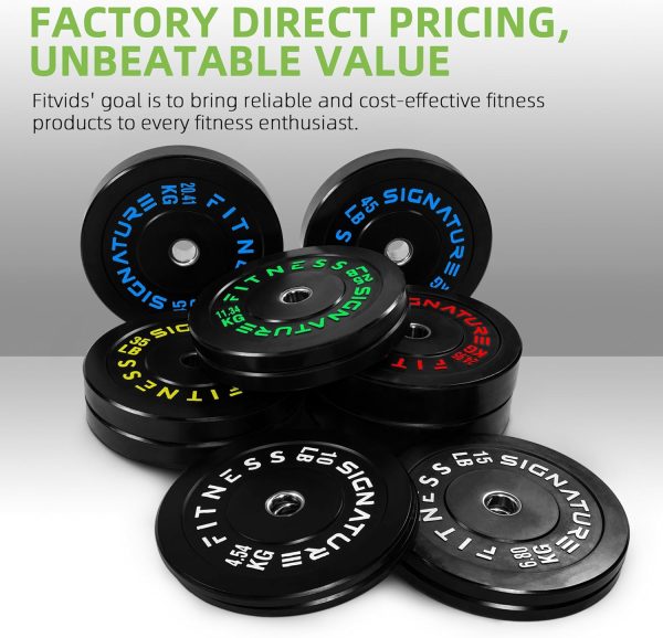 Olympic Barbell 2-Inch Rubber Bumper Plate Weight Set for Strength Training, Multiple Options - Image 13