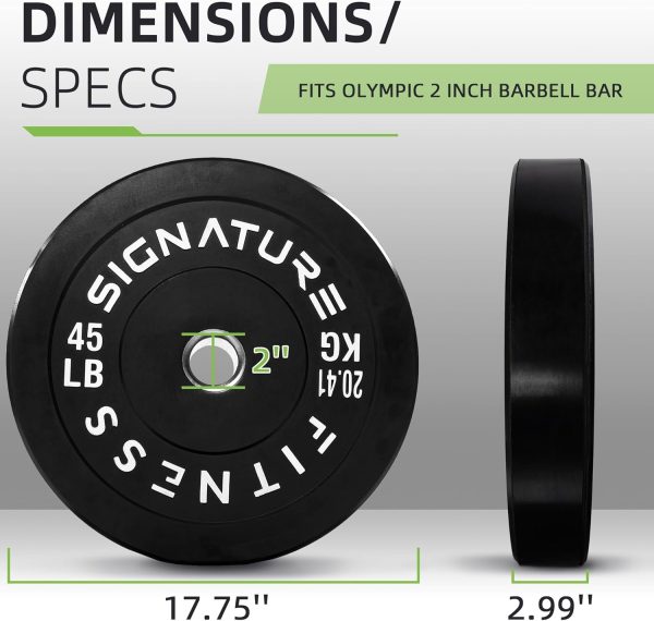 Olympic Barbell 2-Inch Rubber Bumper Plate Weight Set for Strength Training, Multiple Options - Image 29