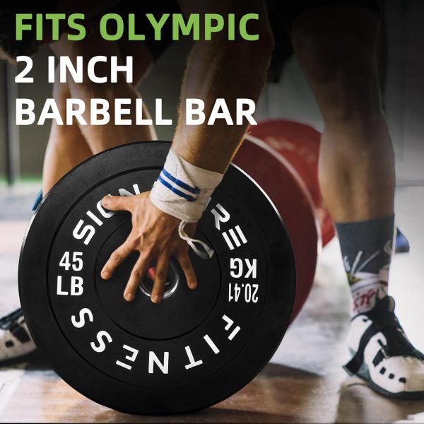 Olympic Barbell 2-Inch Rubber Bumper Plate Weight Set for Strength Training, Multiple Options - Image 31