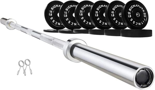 Olympic Barbell 2-Inch Rubber Bumper Plate Weight Set for Strength Training, Multiple Options - Image 44