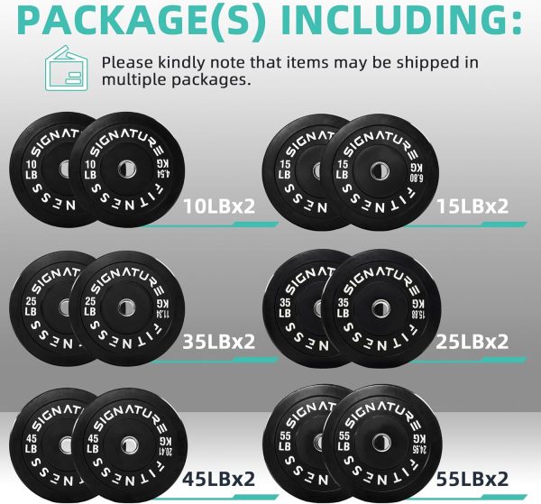 Olympic Barbell 2-Inch Rubber Bumper Plate Weight Set for Strength Training, Multiple Options - Image 45