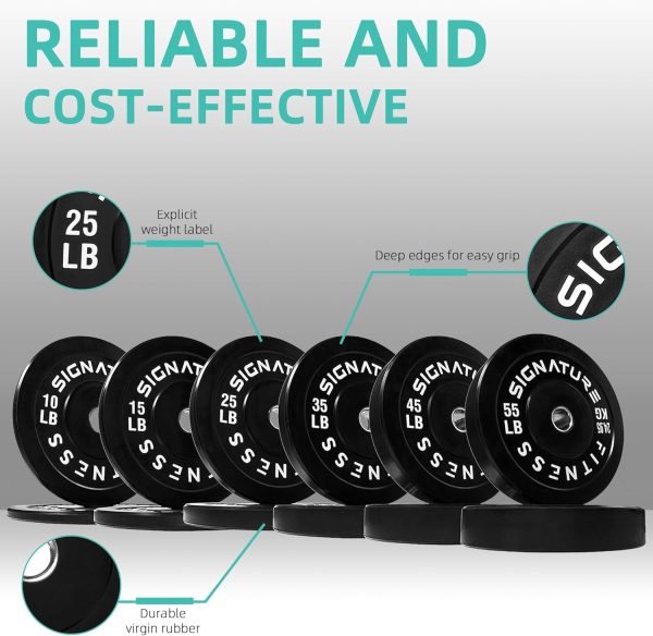 Olympic Barbell 2-Inch Rubber Bumper Plate Weight Set for Strength Training, Multiple Options - Image 46