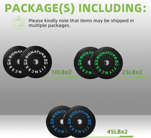 Olympic Barbell 2-Inch Rubber Bumper Plate Weight Set for Strength Training, Multiple Options - Image 52