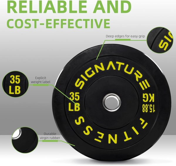 Olympic Barbell 2-Inch Rubber Bumper Plate Weight Set for Strength Training, Multiple Options - Image 59