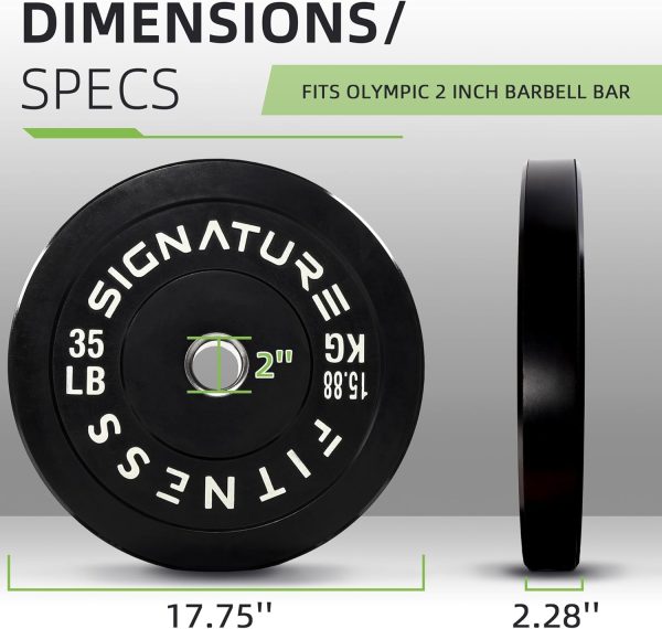 Olympic Barbell 2-Inch Rubber Bumper Plate Weight Set for Strength Training, Multiple Options - Image 62