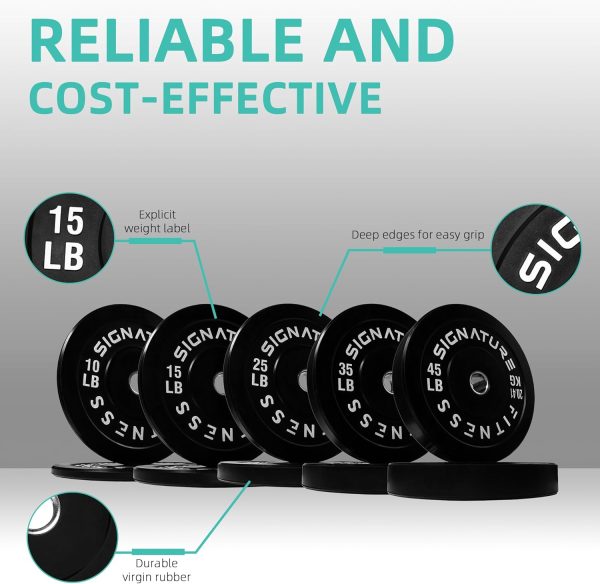 Olympic Barbell 2-Inch Rubber Bumper Plate Weight Set for Strength Training, Multiple Options - Image 67