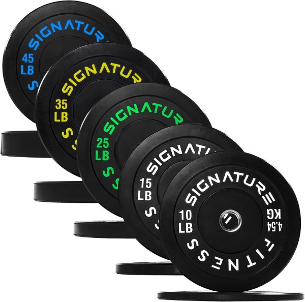 Olympic Barbell 2-Inch Rubber Bumper Plate Weight Set for Strength Training, Multiple Options - Image 71