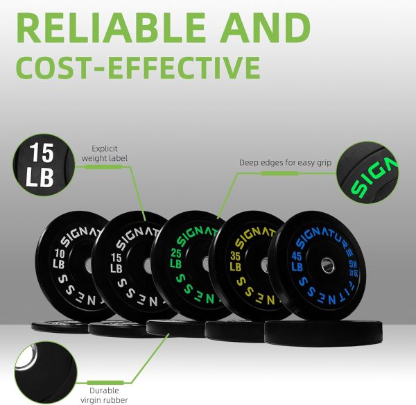 Olympic Barbell 2-Inch Rubber Bumper Plate Weight Set for Strength Training, Multiple Options - Image 73