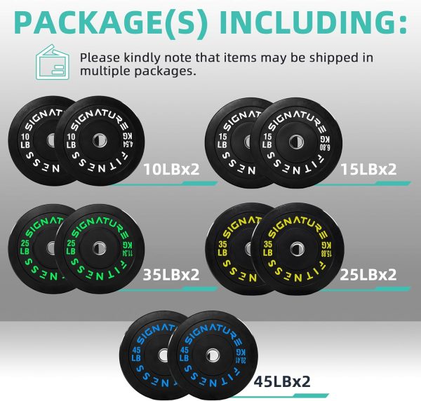 Olympic Barbell 2-Inch Rubber Bumper Plate Weight Set for Strength Training, Multiple Options - Image 75