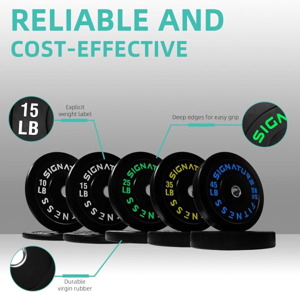 Olympic Barbell 2-Inch Rubber Bumper Plate Weight Set for Strength Training, Multiple Options - Image 76