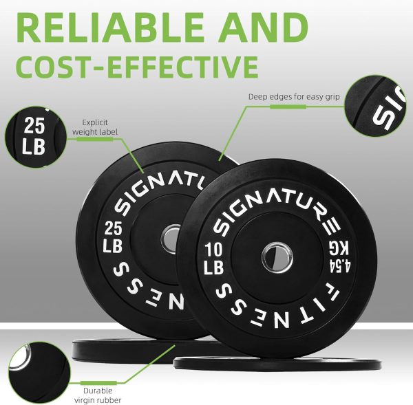 Olympic Barbell 2-Inch Rubber Bumper Plate Weight Set for Strength Training, Multiple Options - Image 84