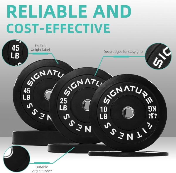Olympic Barbell 2-Inch Rubber Bumper Plate Weight Set for Strength Training, Multiple Options - Image 87