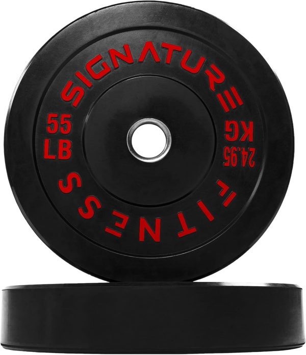 Olympic Barbell 2-Inch Rubber Bumper Plate Weight Set for Strength Training, Multiple Options - Image 94