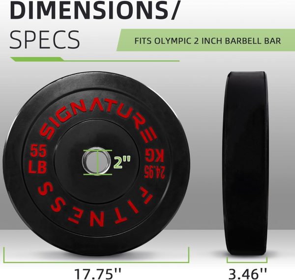 Olympic Barbell 2-Inch Rubber Bumper Plate Weight Set for Strength Training, Multiple Options - Image 95