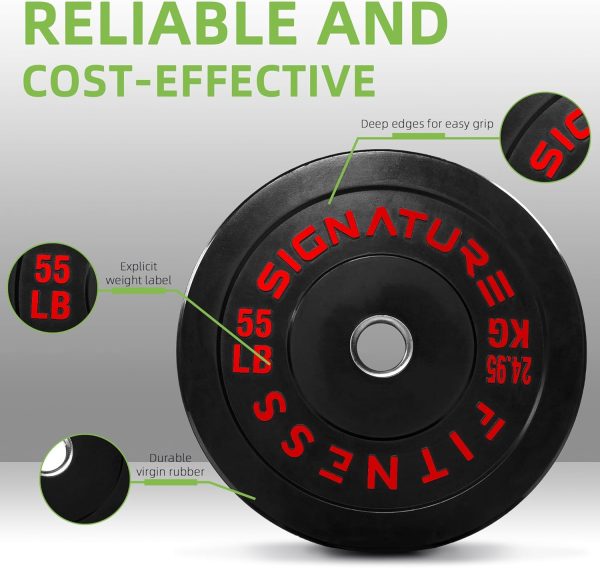 Olympic Barbell 2-Inch Rubber Bumper Plate Weight Set for Strength Training, Multiple Options - Image 96