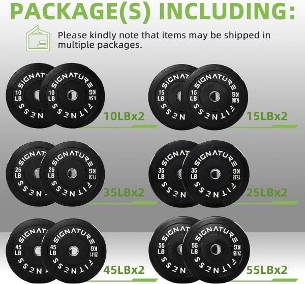Olympic Barbell 2-Inch Rubber Bumper Plate Weight Set for Strength Training, Multiple Options - Image 99