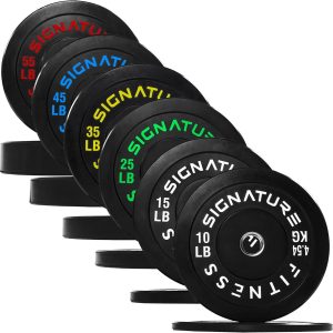 Olympic Barbell 2-Inch Rubber Bumper Plate Weight Set for Strength Training, Multiple Options