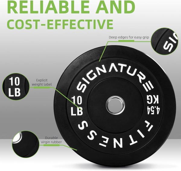 Olympic Barbell 2-Inch Rubber Bumper Plate Weight Set for Strength Training, Multiple Options - Image 4