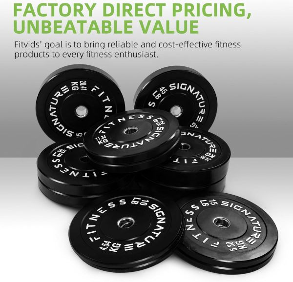 Olympic Barbell 2-Inch Rubber Bumper Plate Weight Set for Strength Training, Multiple Options - Image 6