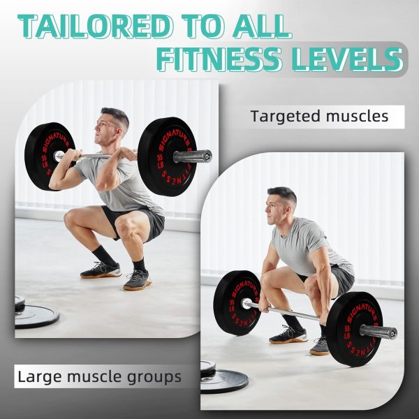Olympic Barbell 2-Inch Rubber Bumper Plate Weight Set for Strength Training, Multiple Options - Image 113