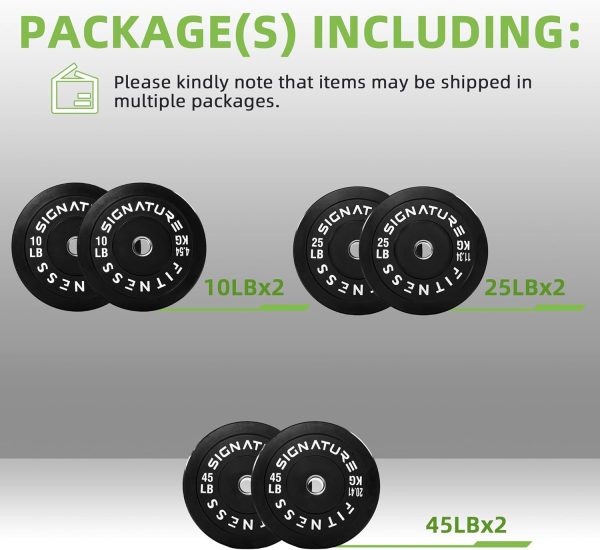 Olympic Barbell 2-Inch Rubber Bumper Plate Weight Set for Strength Training, Multiple Options - Image 116