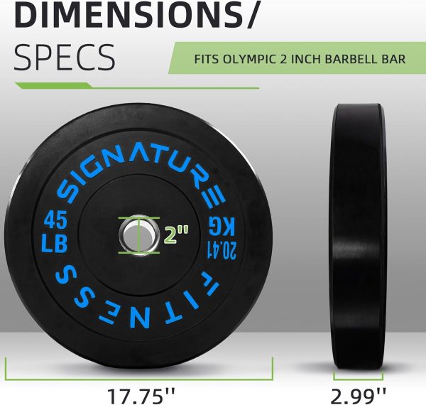 Olympic Barbell 2-Inch Rubber Bumper Plate Weight Set for Strength Training, Multiple Options - Image 10