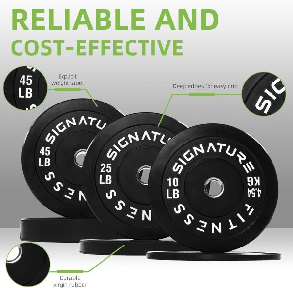 Olympic Barbell 2-Inch Rubber Bumper Plate Weight Set for Strength Training, Multiple Options - Image 117