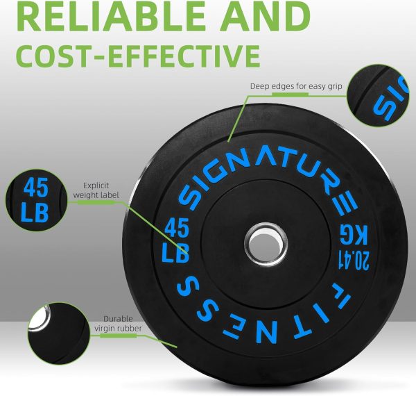 Olympic Barbell 2-Inch Rubber Bumper Plate Weight Set for Strength Training, Multiple Options - Image 11
