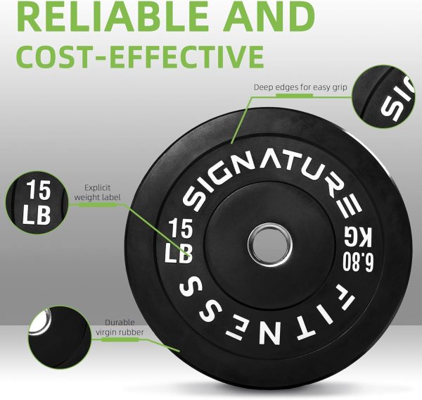 Olympic Barbell 2-Inch Rubber Bumper Plate Weight Set for Strength Training, Multiple Options - Image 120