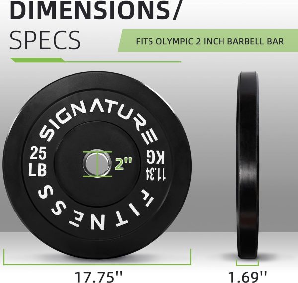 Olympic Barbell 2-Inch Rubber Bumper Plate Weight Set for Strength Training, Multiple Options - Image 17