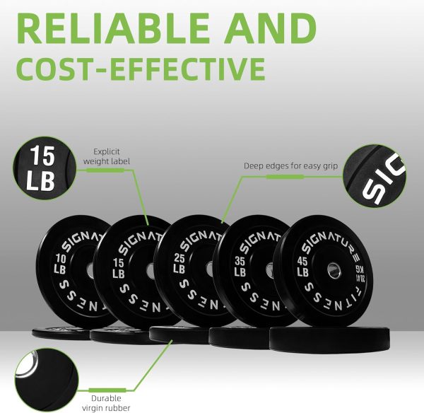 Olympic Barbell 2-Inch Rubber Bumper Plate Weight Set for Strength Training, Multiple Options - Image 124