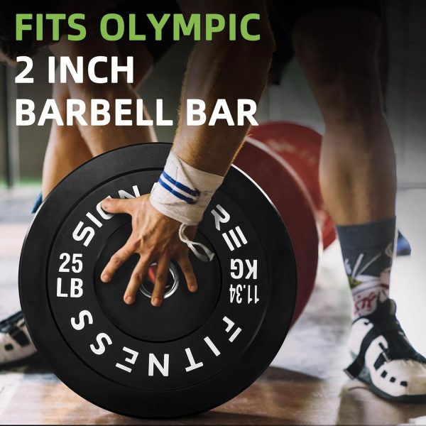 Olympic Barbell 2-Inch Rubber Bumper Plate Weight Set for Strength Training, Multiple Options - Image 19