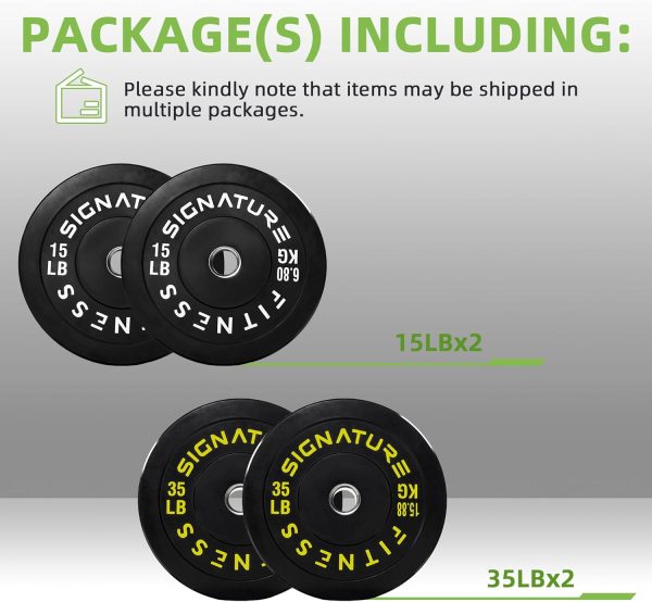 Olympic Barbell 2-Inch Rubber Bumper Plate Weight Set for Strength Training, Multiple Options - Image 25