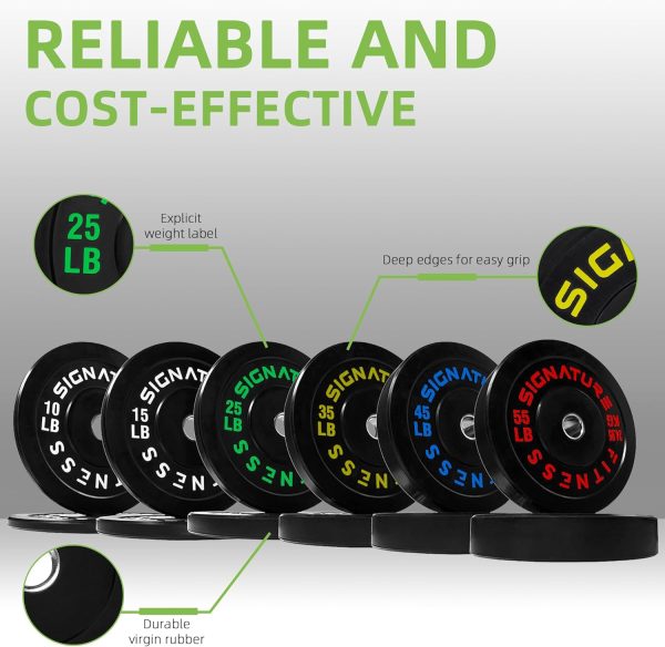 Olympic Barbell 2-Inch Rubber Bumper Plate Weight Set for Strength Training, Multiple Options - Image 131