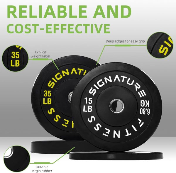Olympic Barbell 2-Inch Rubber Bumper Plate Weight Set for Strength Training, Multiple Options - Image 26