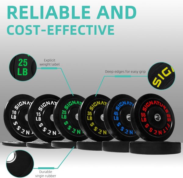 Olympic Barbell 2-Inch Rubber Bumper Plate Weight Set for Strength Training, Multiple Options - Image 133