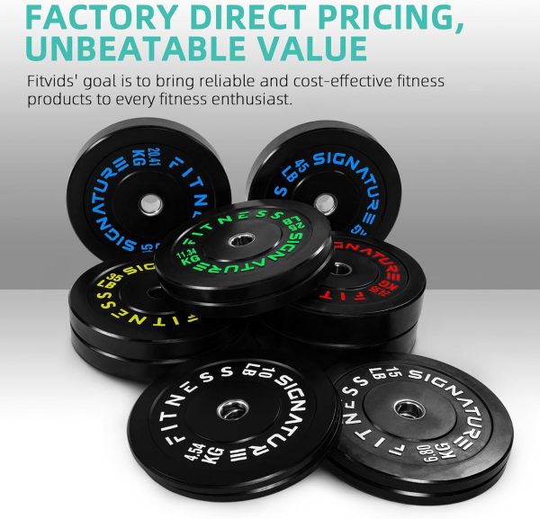 Olympic Barbell 2-Inch Rubber Bumper Plate Weight Set for Strength Training, Multiple Options - Image 135