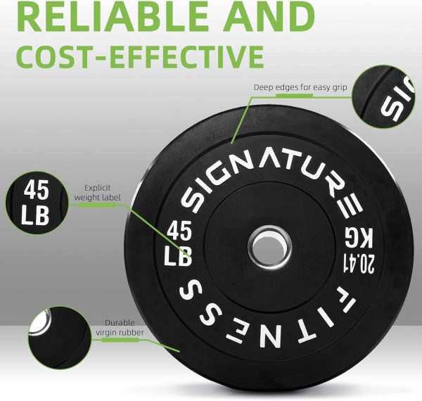 Olympic Barbell 2-Inch Rubber Bumper Plate Weight Set for Strength Training, Multiple Options - Image 30