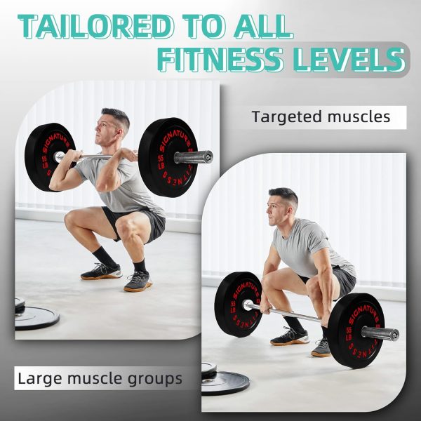 Olympic Barbell 2-Inch Rubber Bumper Plate Weight Set for Strength Training, Multiple Options - Image 136