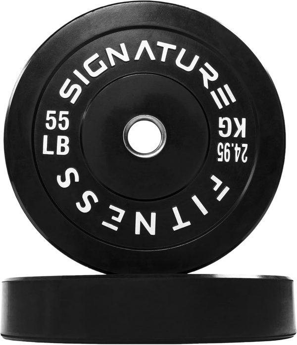 Olympic Barbell 2-Inch Rubber Bumper Plate Weight Set for Strength Training, Multiple Options - Image 138