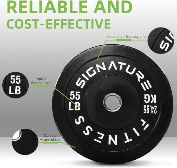 Olympic Barbell 2-Inch Rubber Bumper Plate Weight Set for Strength Training, Multiple Options - Image 140