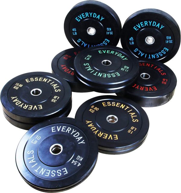 Olympic Barbell 2-Inch Rubber Bumper Plate Weight Set for Strength Training, Multiple Options - Image 36