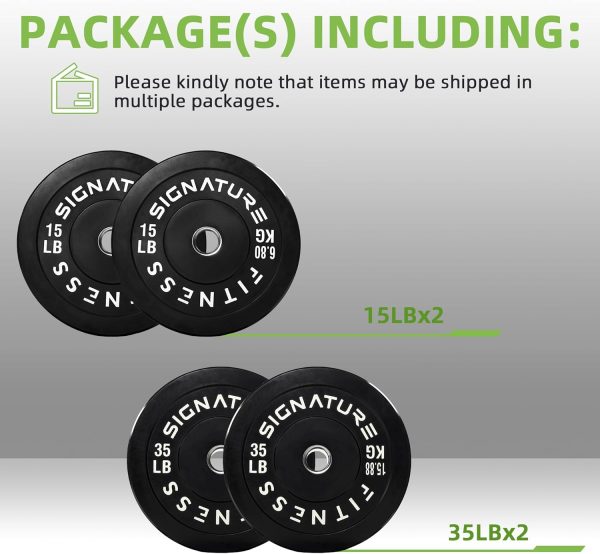 Olympic Barbell 2-Inch Rubber Bumper Plate Weight Set for Strength Training, Multiple Options - Image 39