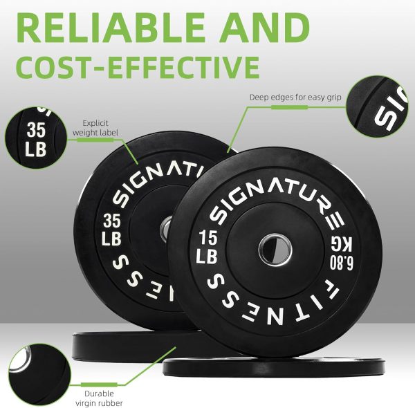 Olympic Barbell 2-Inch Rubber Bumper Plate Weight Set for Strength Training, Multiple Options - Image 40