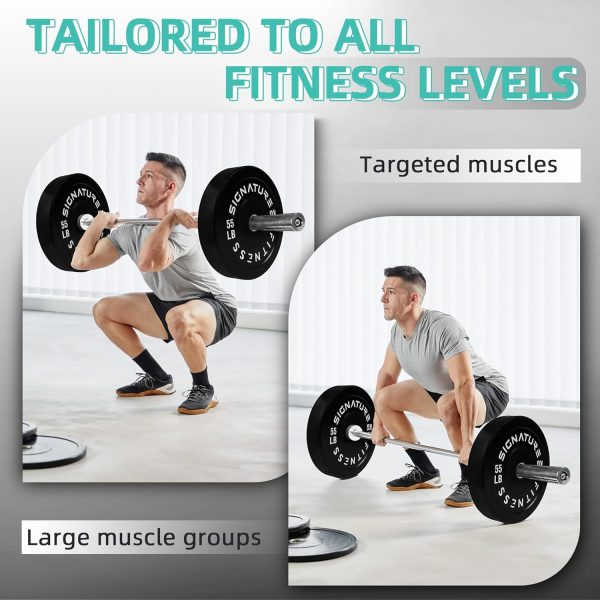 Olympic Barbell 2-Inch Rubber Bumper Plate Weight Set for Strength Training, Multiple Options - Image 49