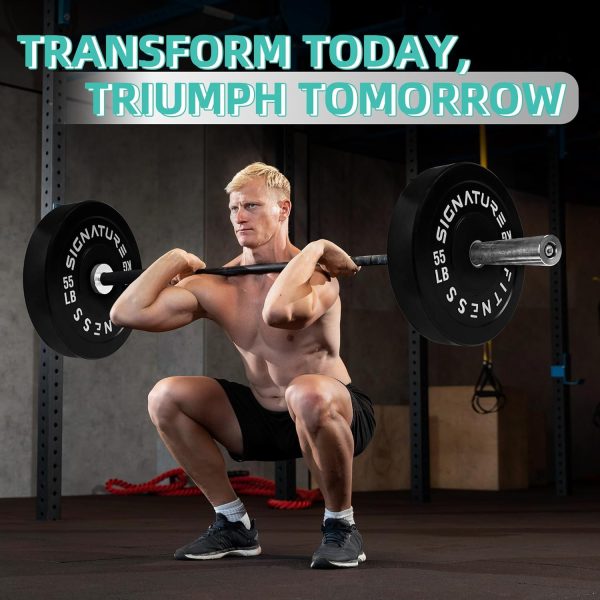 Olympic Barbell 2-Inch Rubber Bumper Plate Weight Set for Strength Training, Multiple Options - Image 50